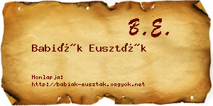 Babiák Euszták névjegykártya